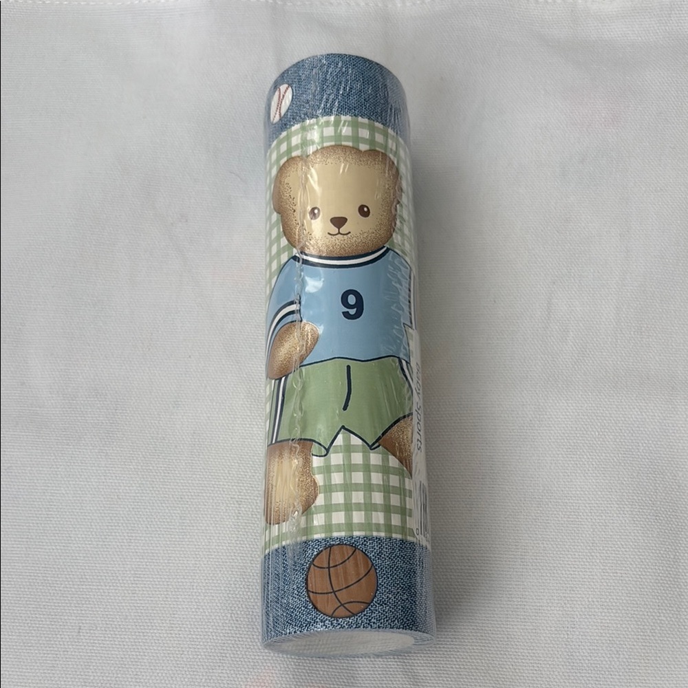 New cute prepasted washable wallpaper border.  Baby sport Themed.